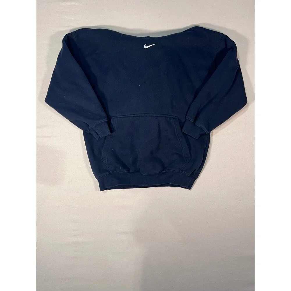 Nike Studio Fleece Oversized Hoodie Navy Blue Embroidered Swoosh Small